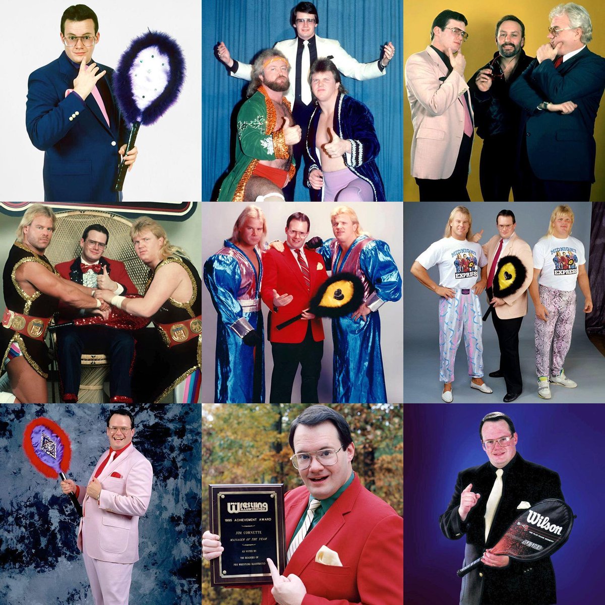 Wrestling80s90s's tweet photo. Happy Birthday to the legendary manager James E. Cornette who is 65 today! 🎾 https://t.co/1A06DsiNoU