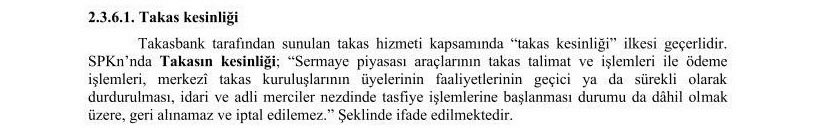 MLisansl's tweet photo. @Cemmdursunn Takasın kesinliği ilkesi var SPK’nunda yazılı olan. O yüzden takasta bloke olmuş olanlar iptal edilemez. https://t.co/4eQENxbV1s