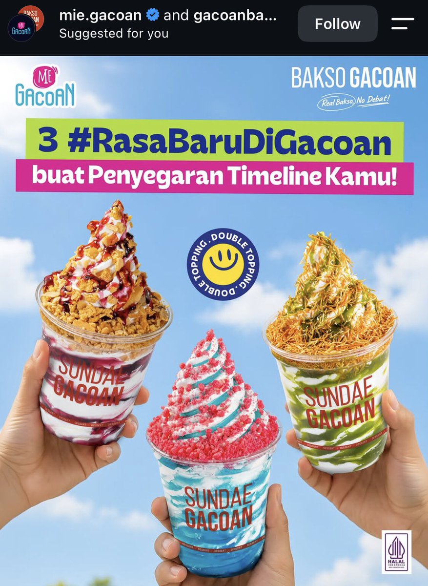 ubematcha2's tweet photo. Guys udah cobain sundae gacoan ini? review dong rasanya gimana https://t.co/oP2t3yVFBf