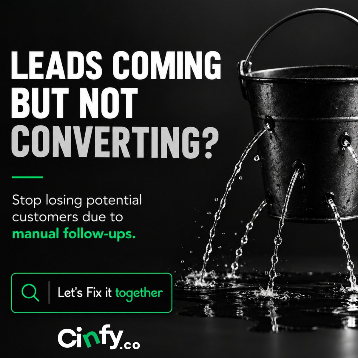 cinfy_co's tweet photo. Leads aate hai lekin convert nahi hote?
It’s time to stop the leakage and build a system that keeps every lead moving.
Let’s Fix it together. Try https://t.co/dYe8fuHzOO
#Cinfy #LeadGeneration #LeadManagement #LeadConversion #DigitalMarketing #MarketingAutomation https://t.co/uZbFkFPK1Q