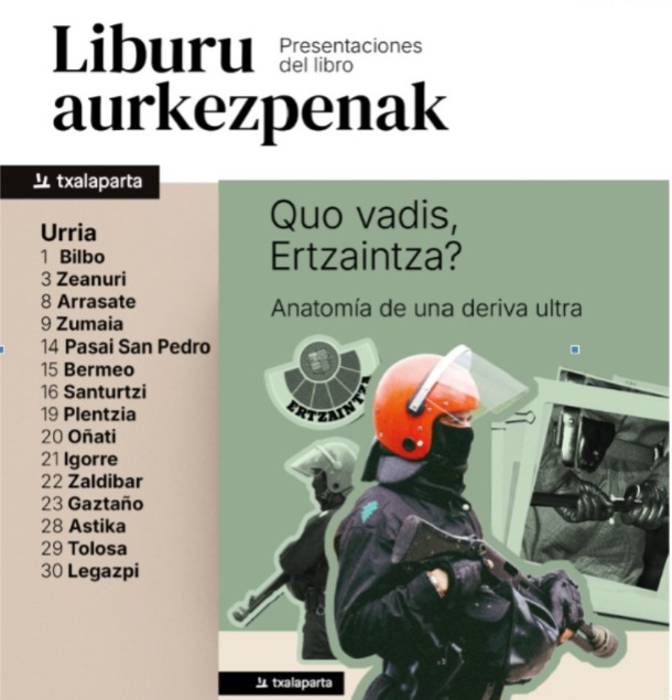 Ahoztar1972's tweet photo. ¿Quo vadis, Ertzaintza?
Anatomía de una deriva ultra.

Liburuaren aurkezpenak antolatzeko:
Telefonoa, WhatsApp, Telegram:
695 259 745 https://t.co/oNO7EIJKtq