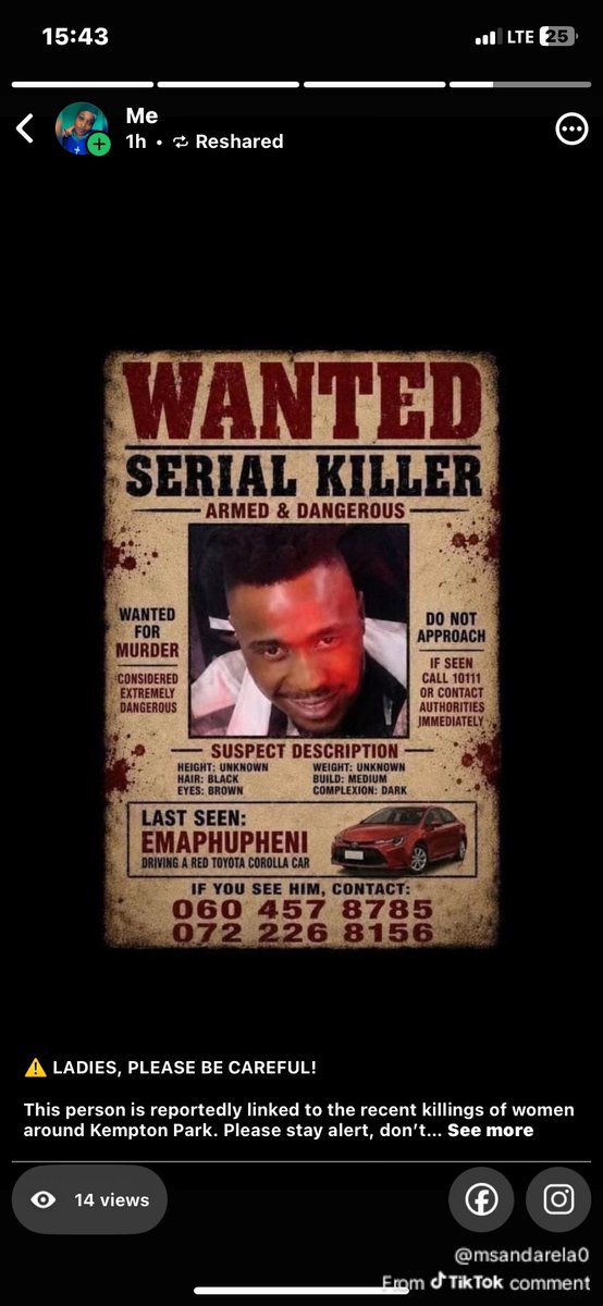 Unfiltered_rsa's tweet photo. This needs to stop, body of the 9th woman has been found in ekurhuleni. This is the man that is alleged to be behind the killings of women in Kempton Park. This is the alleged serial killer. Help police and the community find him. https://t.co/QR1UxOnqYc