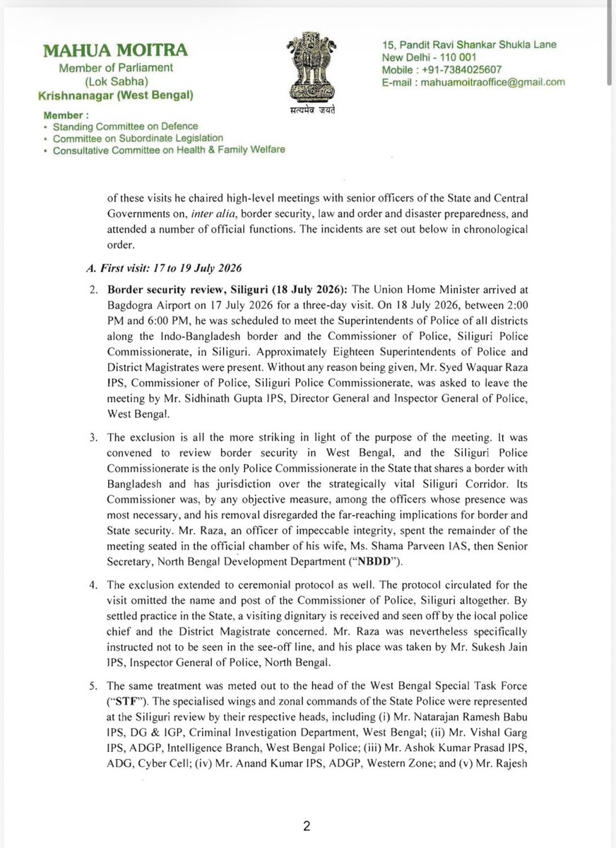 MahuaMoitra's tweet photo. India signatory to UN’s Universal Declaration of Human Rights 1948 &amp; International Covenant on Civil and Political Rights. Have sent urgent appeal to UN Special Rapporteur to look into religious discrimination against IPS &amp; IAS officers by WB &amp; Union govt. (1/4) https://t.co/vdW4tiu5Kj