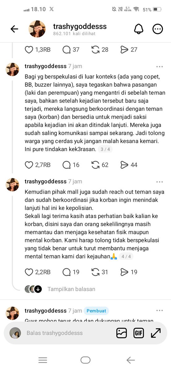 SistersInDanger's tweet photo. ‼️ UPDATE ‼️ 
Terkait kasus kekerasan fisik di mall Senayan city Jakarta, temen korban (mewakili korban) udah klarifikasi di Thread ya. 
1. Korban bukan copet😑 tdi sempet rame soal dugaan soal itu, temen korban udh tegaskan jangan berspekulasi di luar konteks. 
2. Walaupun awalnya sempet bungkam, akhirnya pihak mall sudah reach out korban dan bersedia membantu dalam proses hukum. 
Semoga korban segera dapat keadilan dan lekas pulih ya🥺❤️