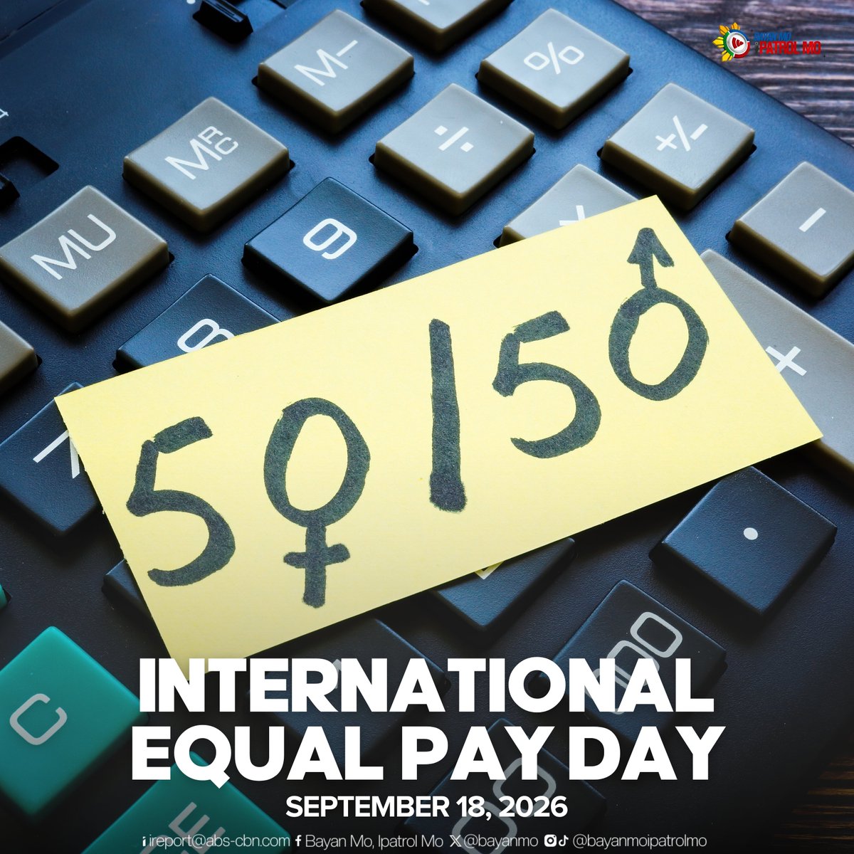 bayanmo's tweet photo. EQUAL WORK DESERVES EQUAL PAY

Ngayong International Equal Pay Day, paalala na ang pagkakapantay-pantay sa trabaho ay dapat makita hindi lamang sa oportunidad, kundi pati sa patas na kompensasyon at pagkilala sa kontribusyon ng bawat isa.

#BMPM https://t.co/wL0iEv9Xie