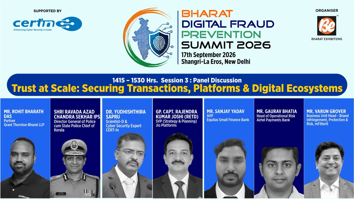 be_exhibitions's tweet photo. 14:15 - 15:30 Hrs
๐ Trust at Scale: Securing Transactions, Platforms & Digital Ecosystems
๐ #BDFPS2026 https://t.co/FP8Vp3EEXx