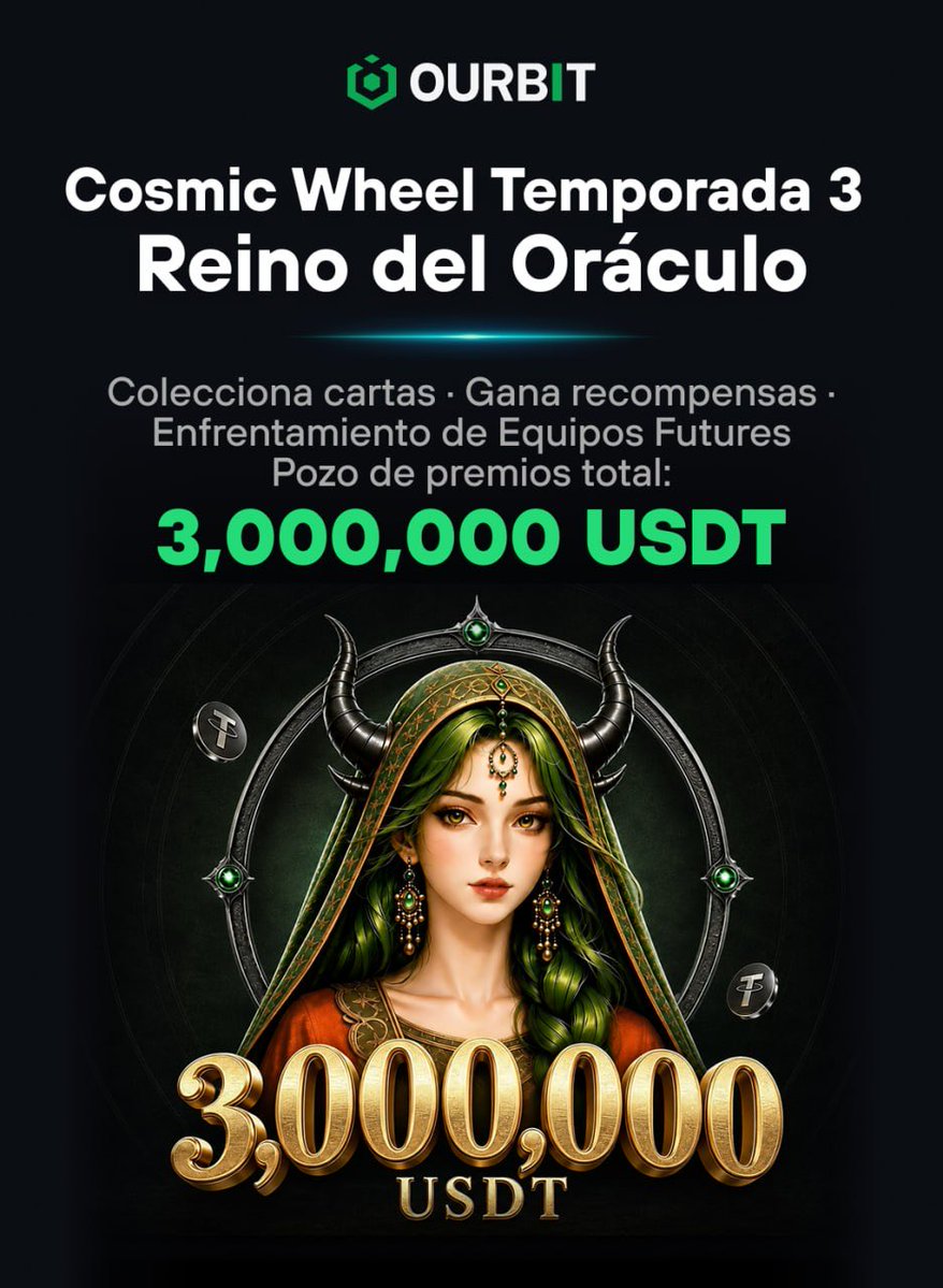 kendashiller's tweet photo. La nueva temporada está en camino.

Reino del Oráculo será el escenario de Cosmic Wheel Temporada 3.

Las inscripciones comienzan el 31 de agosto a las 04:00 UTC.

Colecciona cartas, gana recompensas y participa en el Enfrentamiento de Equipos Futures.

Pozo total: 3,000,000 USDT.

https://t.co/jow59eMJri