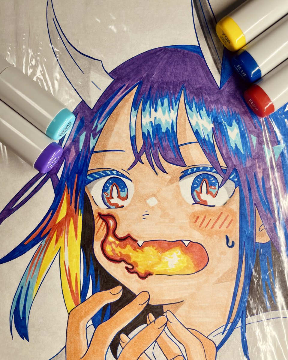 CANNA1009's tweet photo. #ルリドラゴン
コピックで落書きして遊んでます🌈 https://t.co/0X1pG9P945