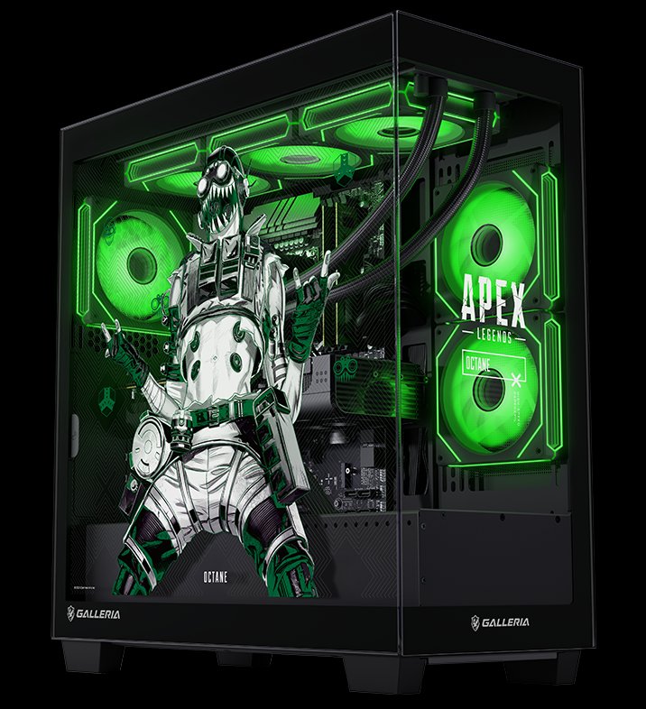 ApexTimes's tweet photo. 【ApexコラボのゲーミングPCが登場】

「GALLERIA コラボモデル」

・オクタンとレイスの2デザイン

・IntelとAMDで計8モデルを展開

・価格は379,980円から

・RTX5070搭載モデルは439,980円〜

・9800X3D＋RTX5070の構成も用意

・最上位モデルは774,980円 https://t.co/mZl8CcZ225