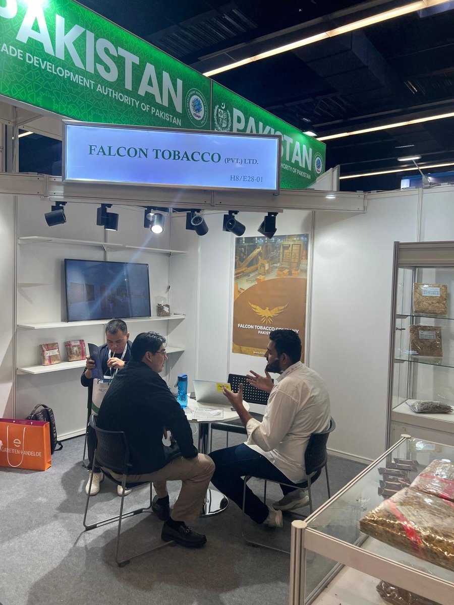 AliAnserZ's tweet photo. Tobacco is a major cash crop and revenue contributor for Pak. So it's encouraging to have 8 🇵🇰 companies exhibiting at #InterTabac2026. TIC Ms.Amna and I found our exhibitors upbeat in enhancing Pak's exports of raw tobacco and related products.@ForeignOfficePk @PakinGermany_ https://t.co/KKI5MLorAR