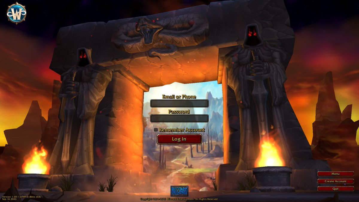 Ante89931061's tweet photo. New WoW Forever login screen https://t.co/380vBJZ47L