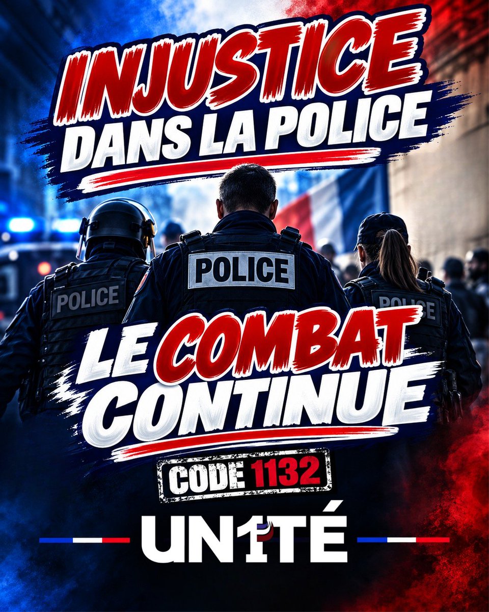UN1TE_policenat's tweet photo. Ils pensaient le dossier terminé.
Pour UN1TÉ, il ne l’est pas.

⚠️ CODE 1132 : LE COMBAT CONTINUE.

Tant que l’injustice demeure, UN1TÉ restera au combat aux côtés des collègues.

#UN1TÉ #PoliceNationale #policiersencolere https://t.co/nmVYQtDHq6