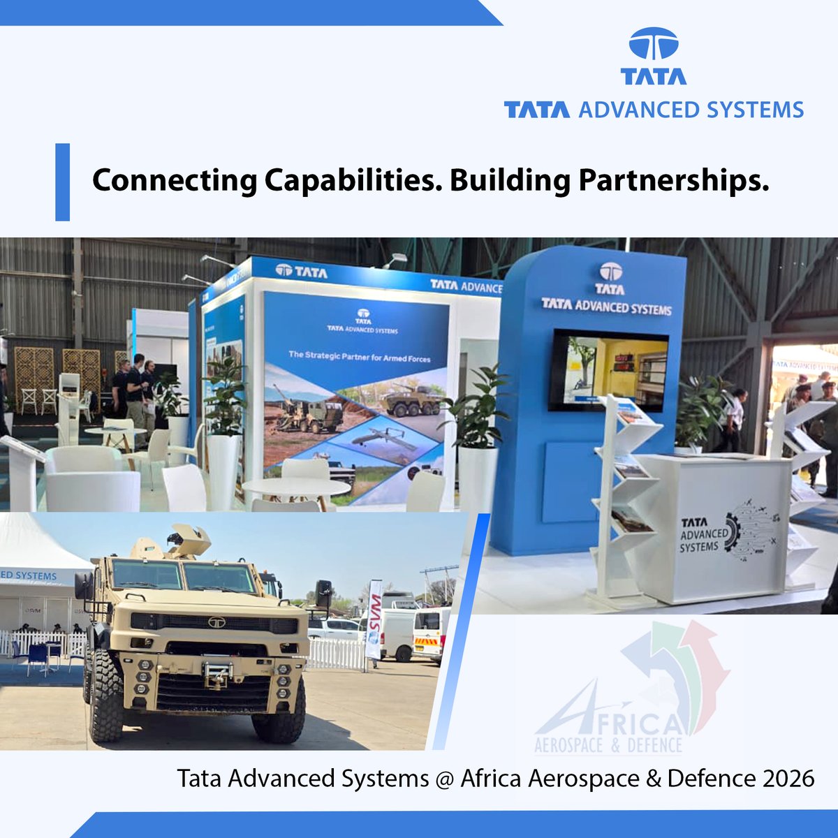 tataadvanced's tweet photo. We are pleased to participate in the Africa Aerospace & Defence (AAD) 2026 exhibition, taking place from 16th –20th September, 2026, in South Africa.

At AAD 2026, we are showcasing our capabilities and solutions while connecting with industry leaders from across the global aerospace and defence ecosystem.

#TataAdvancedSystems #AAD2026 #AfricaAerospaceAndDefence #Aerospace #Defence #ConnectingCapabilities #BuildingPartnerships