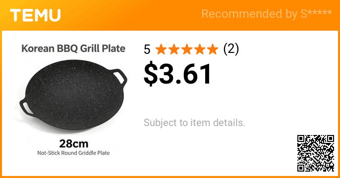 SandieQOS's tweet photo. 28cm Round Korean BBQ Grill Pan, Non-Stick Stovetop Griddle for Meat Vegetables
🎉 Coupon price[$3.61]
👍 New app users get an extra 30% OFF on orders over $20, up to $24 off per order with code: alq901800. Each new app user can only redeem this offer once.
👉 item link: ... https://t.co/bdIXot8xBu