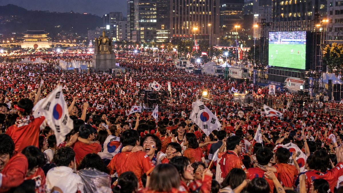 SoccerAmplified's tweet photo. DID YOU KNOW ABOUT 22 MILLION SOUTH KOREANS TAKING PART IN STREET CHEERING DURING THE 2002 WORLD CUP?

South Korea’s 2002 FIFA World Cup campaign produced one of the largest public football-support movements ever seen at a World Cup.

The Red Devils became famous for gathering in huge numbers in public spaces to watch the national team.

Crowds assembled in plazas, parks, baseball stadiums and other locations in front of giant television screens.

A study published in the academic journal Tourism Management cited Korean National Police Agency figures and reported that a combined total of approximately 22 million people gathered in the streets nationwide during South Korea’s seven World Cup matches.

The figure refers to combined participation across those matches.

It does not mean that 22 million different individuals attended a single gathering.

The public celebrations became known as the “Red Syndrome.”

South Korea reached the semi-finals, becoming the first Asian nation to reach the last four of the men’s World Cup.

Germany defeated South Korea 1-0 in the semi-final.

The street gatherings became one of the defining social stories of the 2002 tournament.

#WorldCup #SouthKorea #FIFA #Korea2002 #FootballFans #FootballHistory #DidYouKnow #FootballCulture