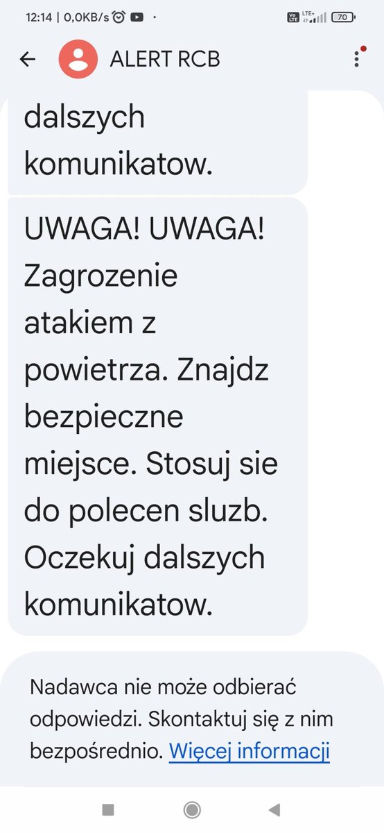 Cieniu71's tweet photo. Klasyczne straszenie obywateli, mam wrażenie, że nikomu nie zależy tak na podkręcaniu wojennej atmosfery, jak rządowi. #Ukraina #Polska #alertRCB https://t.co/bGcpOGhdDh