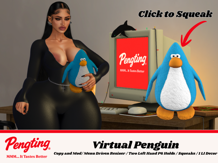 choccymilkys's tweet photo. PENGTING | VIRTUAL PENGUIN
A little 2000s nostalgia you can keep close. This soft-looking Virtual Penguin plushie comes in two versions: one to display and one to hold.

12 Textures!
Copy and Mod
1 Land Impact
https://t.co/ueqyIvxU26 https://t.co/hsxceHKBHB