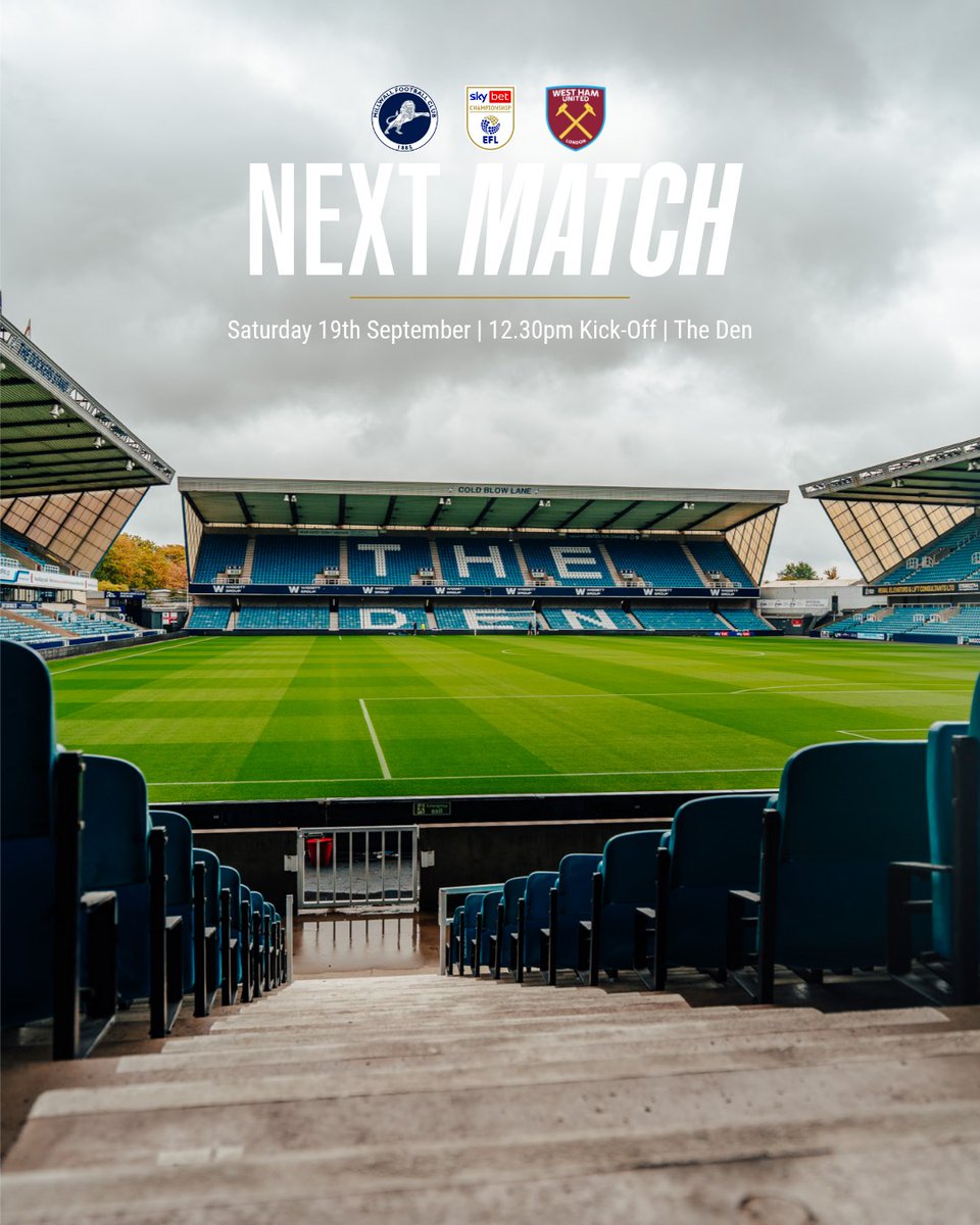 MillwallFC's tweet photo. Up next: It's West Ham at The Den 👊 https://t.co/yDMJljJY8k