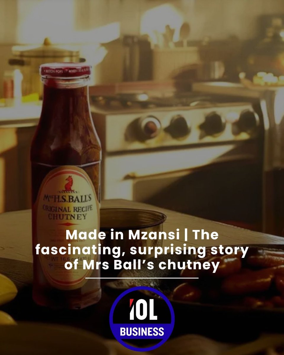 IOL's tweet photo. The legacy behind Mrs HS Ball’s famous and marketing-leading Chutney is not as straightforward as one may think.
Read on https://t.co/ebLdca2s8j
#MrsBallsChutney #MadeInMzansi #SouthAfricaBusiness #FoodHeritage #LocalLegend #EconomyBuzz https://t.co/cKHOaK7usW