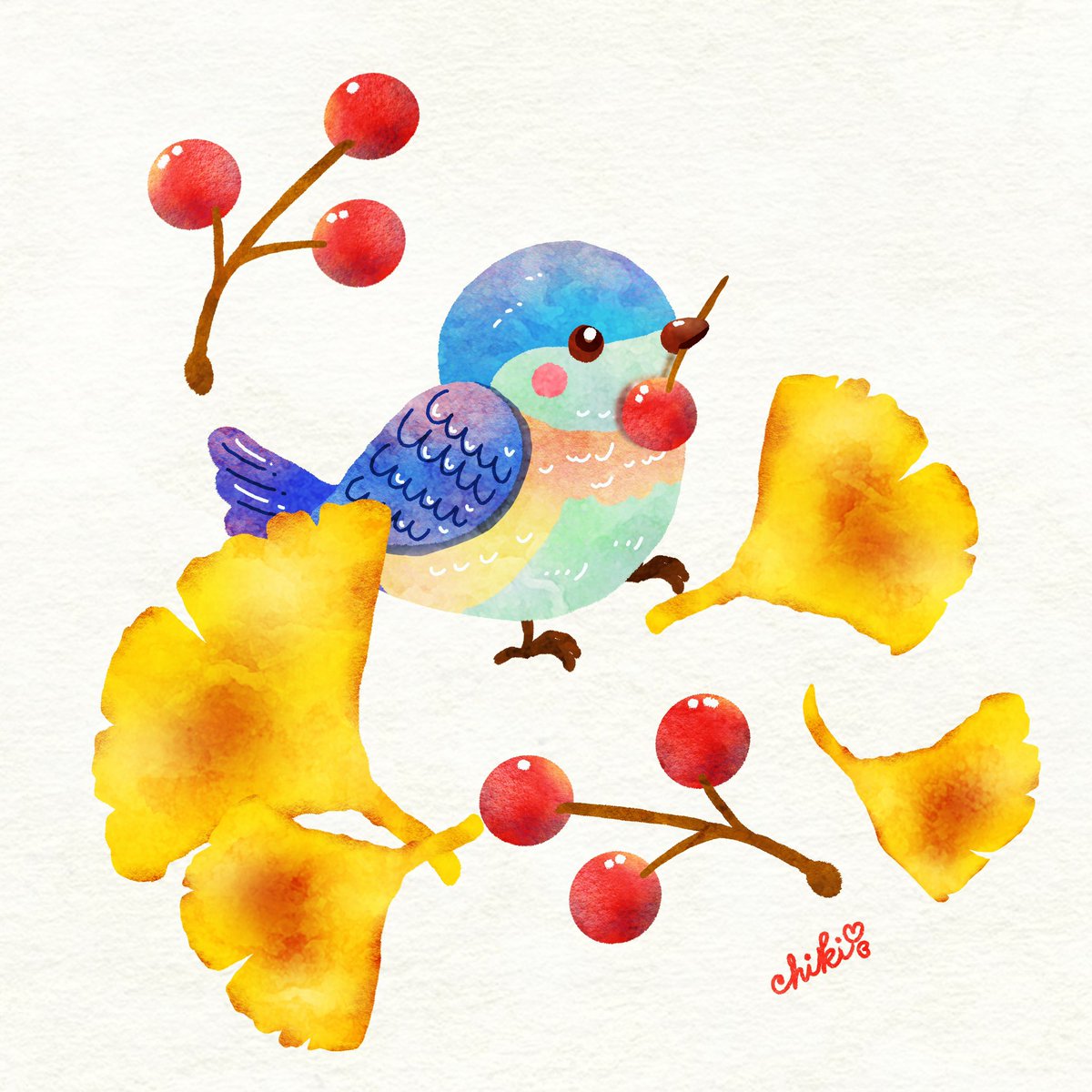 chikidari's tweet photo. 🕊️🍂🍁
#イラスト公開 https://t.co/kYxURTaLrD