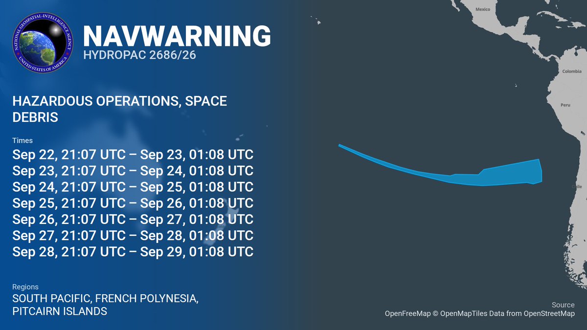 SpaceNotices's tweet photo. All four navigational warnings for Starship Flight 14 have been published. These are for launch, both contingency reentry areas, and the final reentry location 

https://t.co/pBUoqRmWBw https://t.co/JIHn4395pd