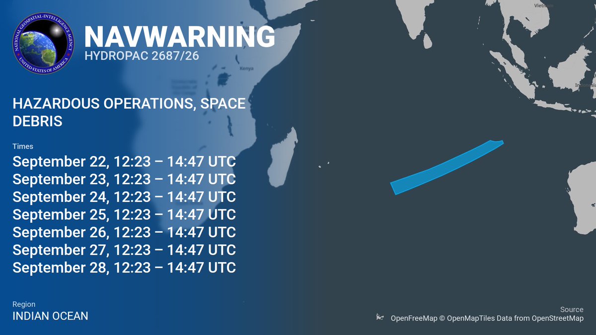 SpaceNotices's tweet photo. All four navigational warnings for Starship Flight 14 have been published. These are for launch, both contingency reentry areas, and the final reentry location 

https://t.co/pBUoqRmWBw https://t.co/JIHn4395pd