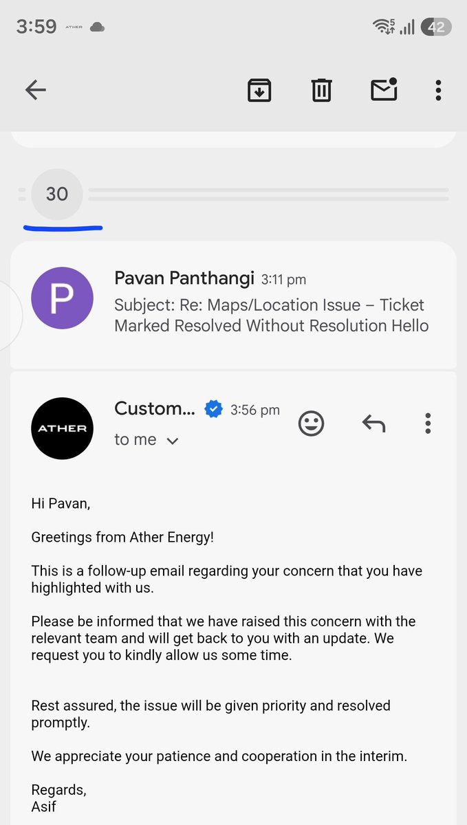 pavanpanthangi's tweet photo. @atherenergy @tarunsmehta See the count of emails sent and received between me and the customer. https://t.co/CVf94z42Ao
