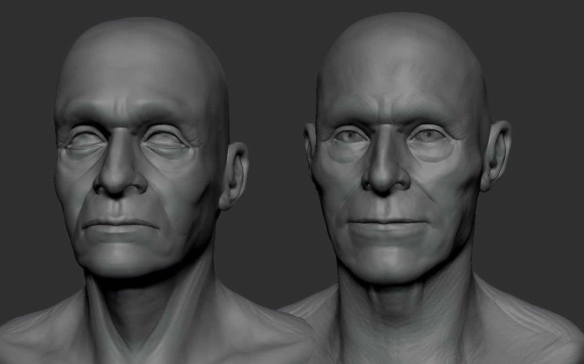 henningsanden's tweet photo. Here's a before and after for a recent mentorship review. The goal of this session was to focus on observation and facial structure - and how to make subtle and strong shapes that feel natural. https://t.co/ojxF9ksRZu