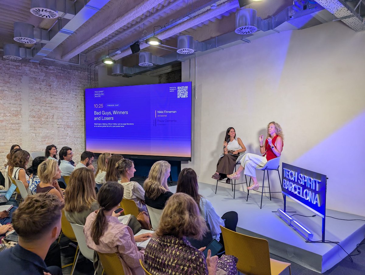TechBarcelona's tweet photo. Who is winning the AI race? 🤖

US Diplomat Nikki Finnemann (@NMFinn) on Washington, Beijing, Silicon Valley and why she’s betting on Barcelona.

@pauuclemente @elperiodico_cat https://t.co/bjhBfJZSgm