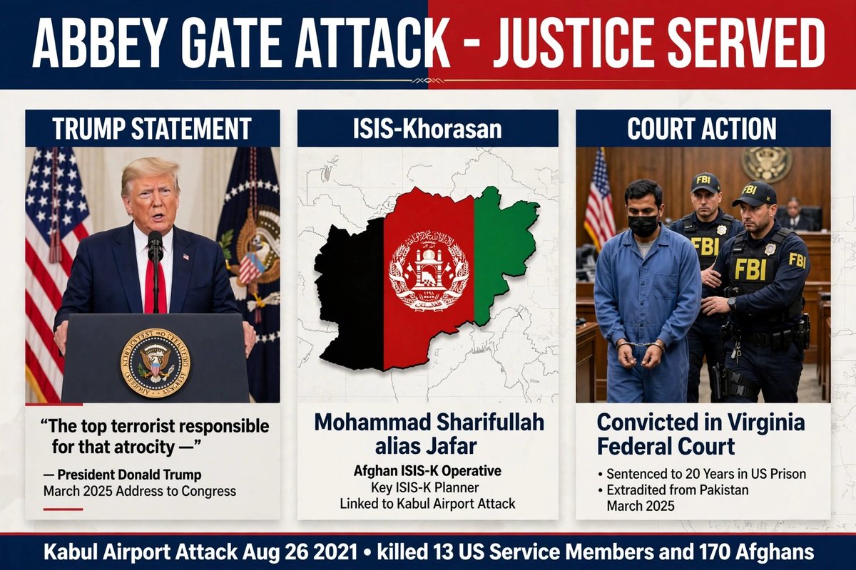 voiceofopak's tweet photo. #BREAKINGNEWS Afghan🇦🇫  National and key ISKP terrorist Mohammad Sharifullah alias Jafar*, was sentenced to 20 years in prison by U.S. District Court, Virginia for his involvement in Abbey Gate Attack. *Sharifullah was arrested in a joint Pakistan-US operation#Sharifullah
#ISKP https://t.co/NI0KIbV39R