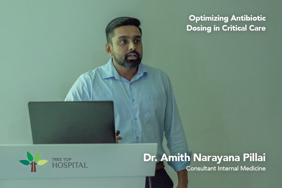 treetophospital's tweet photo. CME Spotlight: Dr. Amith Narayana Pillai (Consultant Internal Medicine, TTH) led a session on why standard antibiotic doses can fail in critically ill patients — and how precision dosing improves sepsis survival.

#CME #SepsisAwareness #PrecisionMedicine #TTH https://t.co/xhkJNBOZ0Y