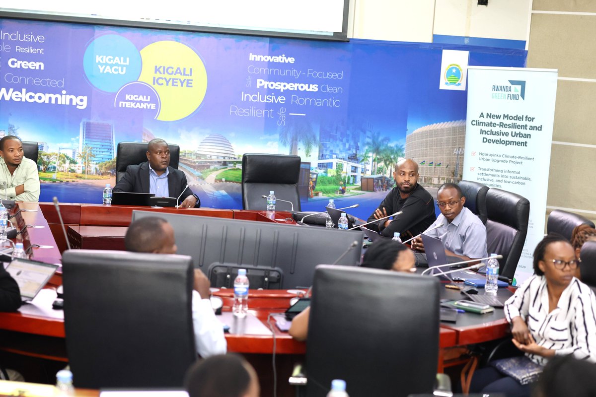 GreenNgaruyinka's tweet photo. Happening now: Representatives from stakeholder institutions are gathered for a two-day workshop to review and validate the detailed designs of infrastructure under the @GreenNgaruyinka Project. 
The workshop was officiated by @CityofKigali's Vice Mayor Mr. Fulgence Dusabimana. https://t.co/bnDKAnLGn1