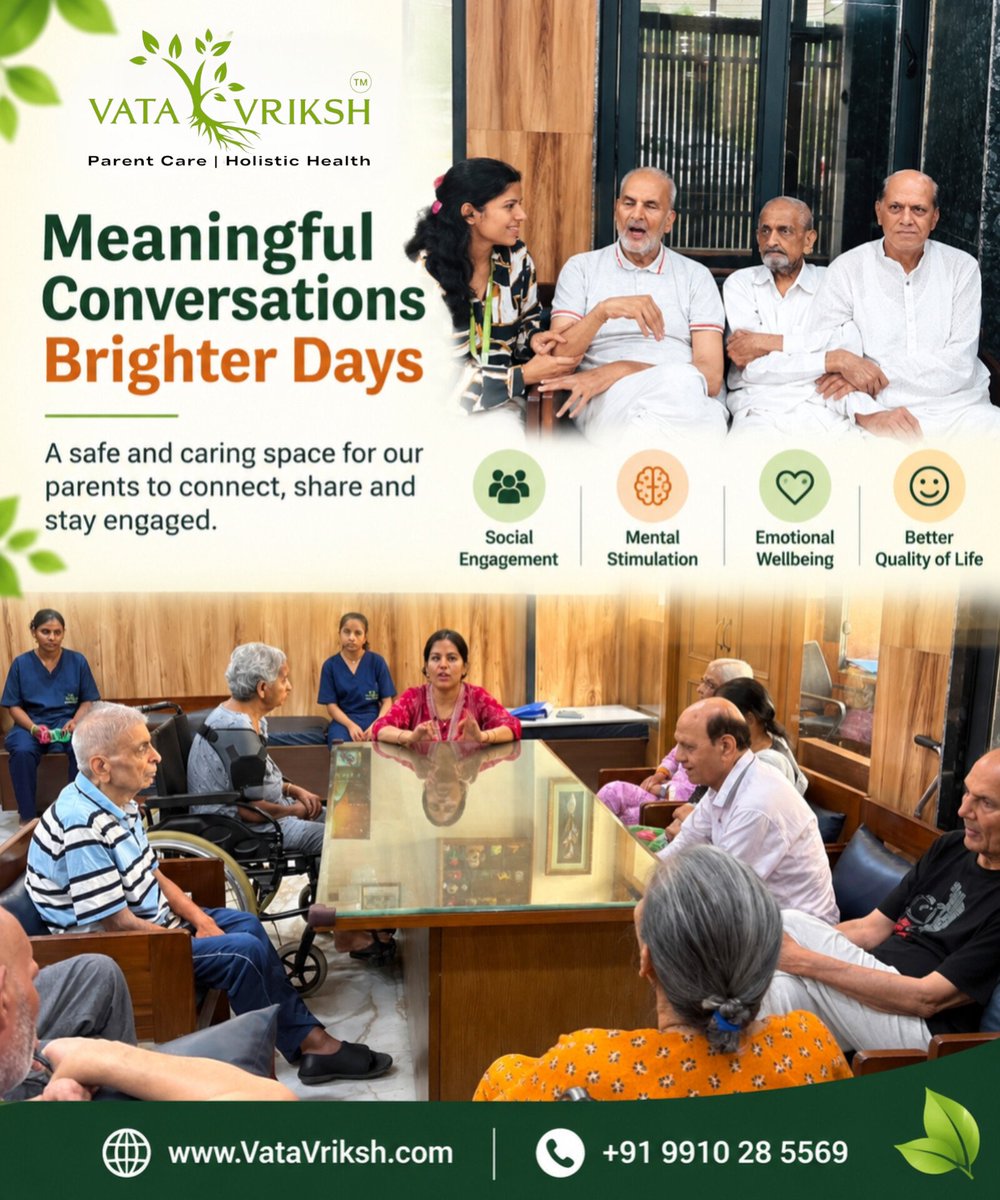 vata_vriksh's tweet photo. A day well spent is a day well lived. 💚

💬 Would you like your parents to spend their day in a caring and engaging environment?
📞 +91 9910 28 5569
🌐 https://t.co/W3BxZZZQoN

#VataVriksh #SeniorDayCare #ElderDayCare #DayCareForSeniors #SeniorCare #ElderCare #ParentCare https://t.co/QpUaDN9TwG