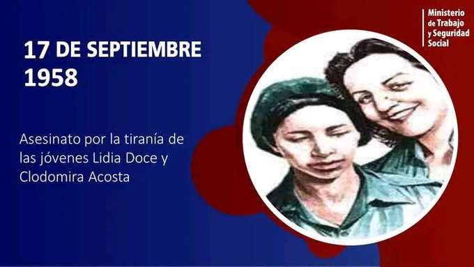 IcsCuba's tweet photo. 🇨🇺🖤El 17 de septiembre de 1958 fueron asesinadas Lidia Doce Sánchez y Clodomira Acosta Ferrales, mensajeras del Ejército Rebelde en la Sierra Maestra, que cumplieron valientemente las misiones encomendadas por Fidel Castro y Ernesto Che Guevara. https://t.co/DjFM8iQ9qF