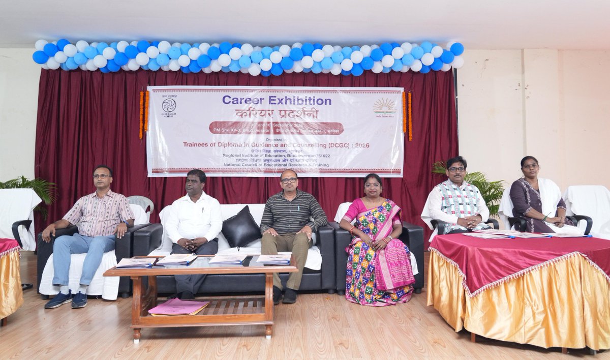 riebbsr's tweet photo. Regional Institute of Education (RIE), NCERT, Bhubaneswar organised a two-day Career Exhibition on 15-16 September 2026 at PM SHRI Kendriya Vidyalaya No. 3, Bhubaneswar, under Diploma Course in Guidance and Counselling -2026. https://t.co/bGrpG6BHvX