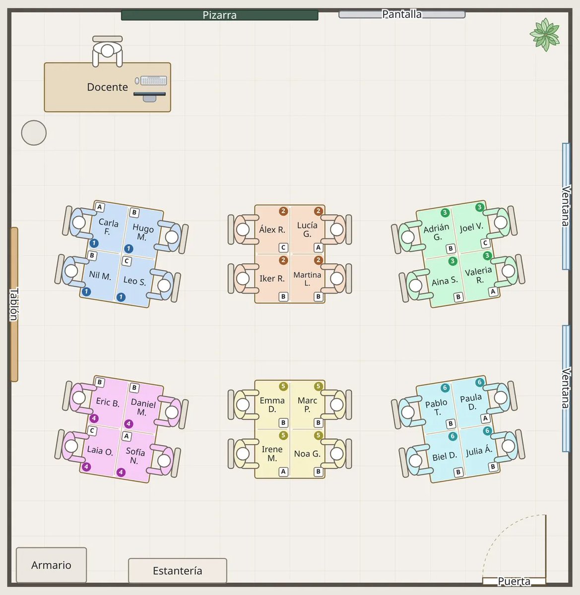 jjdeharo's tweet photo. AulaMap, que dibuja el plano de clase con medidas reales, ahora también forma equipos cooperativos (heterogéneos, homogéneos o temporales) y coloca las mesas para cada uno.

Software libre y sin cuentas: los datos no salen del navegador.

👉 AulaMap: https://t.co/gAQkoQBacX https://t.co/zGWKdQR2Gl