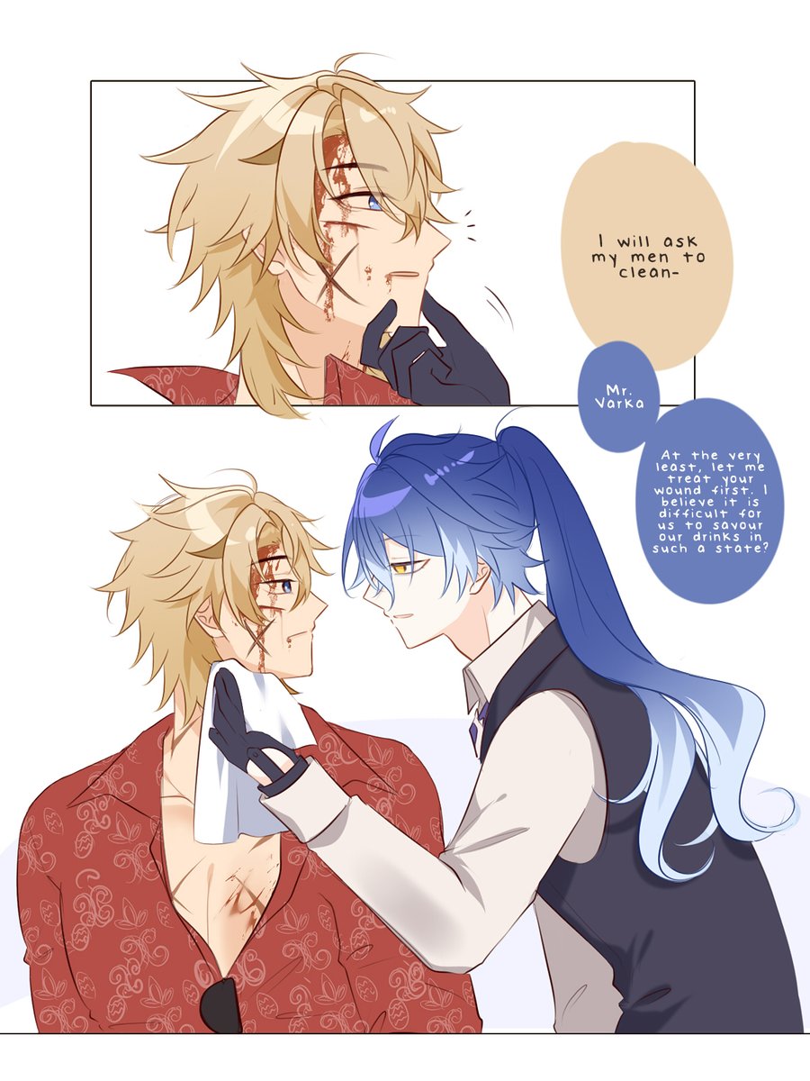 milkurepu's tweet photo. gang boss varka x bartender flins AU
(cw: mild blood)
#varflins https://t.co/NFrWBLbzEb