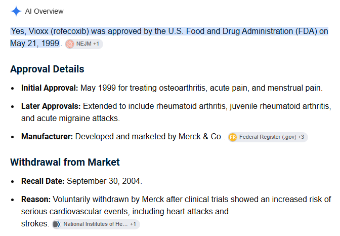 AgientOfLiberty's tweet photo. @toobaffled Folks who took VIOXX (FDA approved) entered the chat. Oh, wait, they can't, cause they DEAD. https://t.co/WY0aXiQMWw