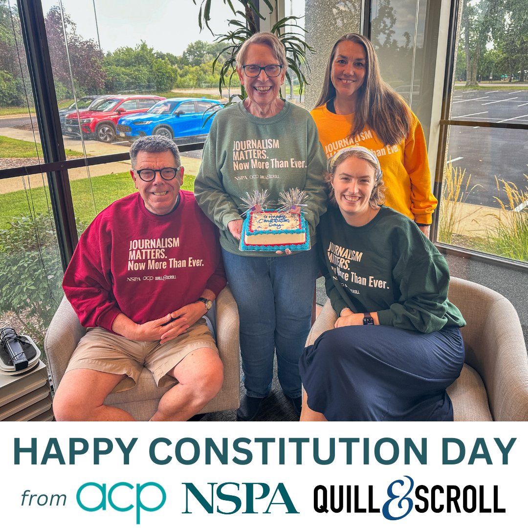 NSPA's tweet photo. From all of us a ACP, NSPA and Quill &amp; Scroll, we hope you have a wonderful Constitution Day!

Journalism and free speech matters, now more than ever. 

We hope you are celebrating today! https://t.co/VtyhSEPfle