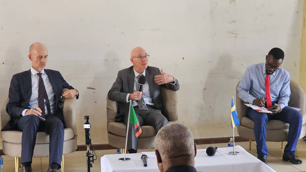 UNZambia's tweet photo. Special Representative of the Secretary-General James Swan, (@MONUSCO), joins key panelists today at @CopperbeltUni for a panel discussion on "The Legacy of Dag Hammarskjöld and its Relevance in Today's Geopolitical Environment."
​Hosted by @SwedeninZM. https://t.co/JnV1BMJayr