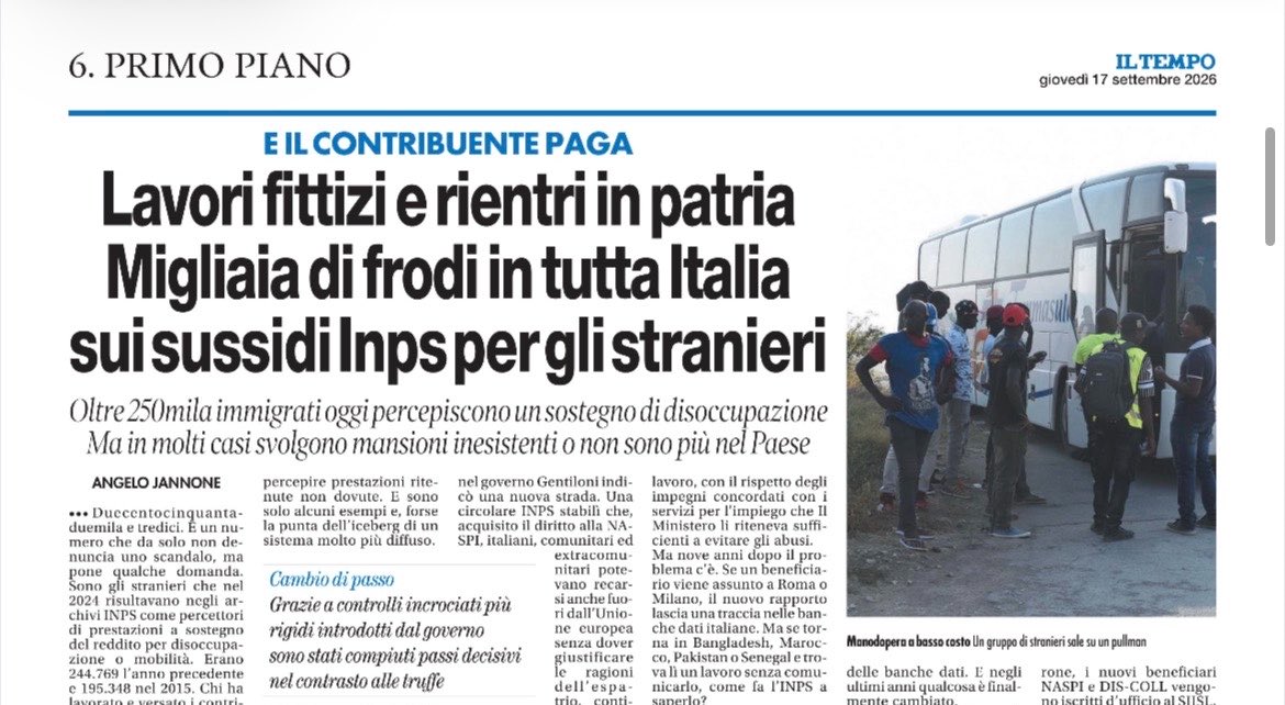 fratotolo2's tweet photo. L’immigrazione di massa sta cancellando il welfare destinato agli italiani.
@tempoweb https://t.co/iFN5O7wIc4