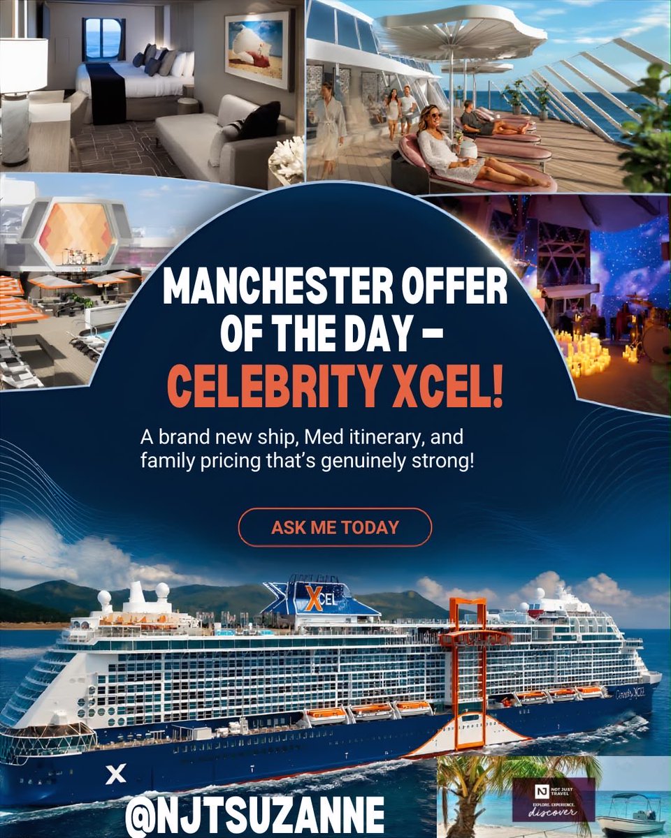 NJTSuzanne's tweet photo. Anyone in Manchester want a cruise? Love the Med? This deal is for you! 𝗣𝗥𝗜𝗖𝗜𝗡𝗚:
🧡 2 sharing — Oceanview from £1,115pp
🧡 Family of 3 — Oceanview from £2,860 total
🧡 Family of 4 — Oceanview from £3,497 total
 Want More details? Contact me. https://t.co/JhwY8SyCnp