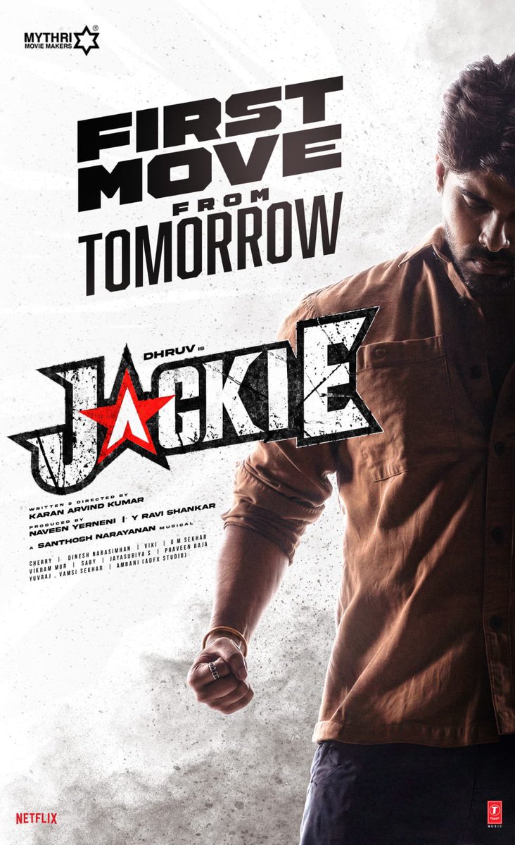 sekartweets's tweet photo. #JACKIE - 4.05 PM first move from tomorrow 

#Dhruv is J✭CKIE 

Directed by @karanAkumar12

A @Music_Santhosh musical 🎼

Produced by @MythriOfficial https://t.co/8kAqPKmTnR