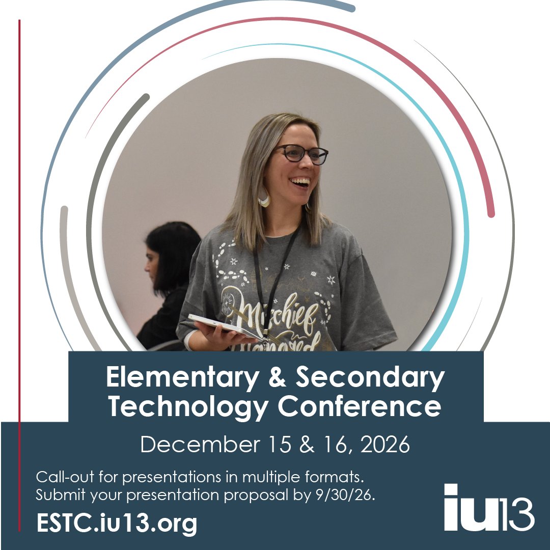 IU13EdTech's tweet photo. Calling all educators! Share the tech tools, lessons, &amp; strategies your students love at the 2026 Elementary &amp; Secondary Tech Conf.
Present a workshop, traditional session, model lesson, or interactive experience.
Proposal deadline: Sept. 30, 2026
 🔗https://t.co/kBza1YMkuF https://t.co/3705Mt7Hhb