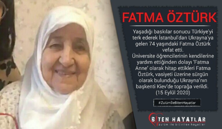 biten_hayatlar's tweet photo. FATMA ÖZTÜRK
Hakkındaki soruşturmalar ve baskılar nedeniyle ilerleyen yaşına rağmen yurt dışına çıkmak zorunda kaldı.
74 yaşında Ukrayna Kiev'de kapanmayan hesaplarla hayatını kaybetti.
15.09.2020

#Unutmayacağız
#Unutturmayacağız
#ZulümİleBitenHayatlar
https://t.co/QCfUB3Sfxe https://t.co/WpERRbxxu3