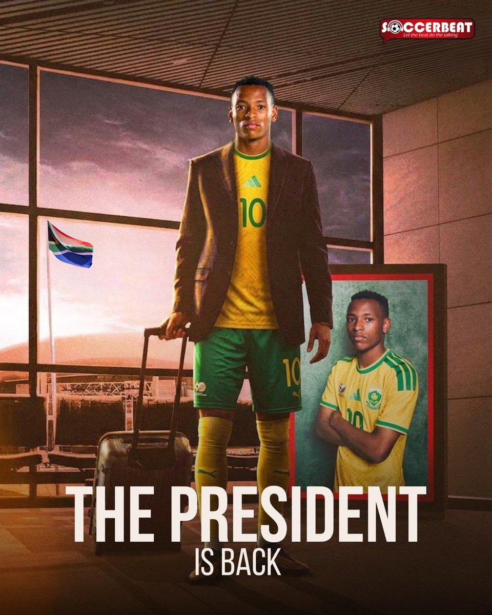 SoccerBeatZA's tweet photo. 🚨 𝐓𝐇𝐄 𝐏𝐑𝐄𝐒𝐈𝐃𝐄𝐍𝐓 𝐈𝐒 𝐁𝐀𝐂𝐊 🇿🇦

Relebohile Mofokeng has been named in the Bafana Bafana squad for the upcoming AFCON qualifiers. ⚽️✅

Do YOU want to see him start for Bafana? 🤔

#ForTheBettor #10BetBafana https://t.co/kSojzndeRu