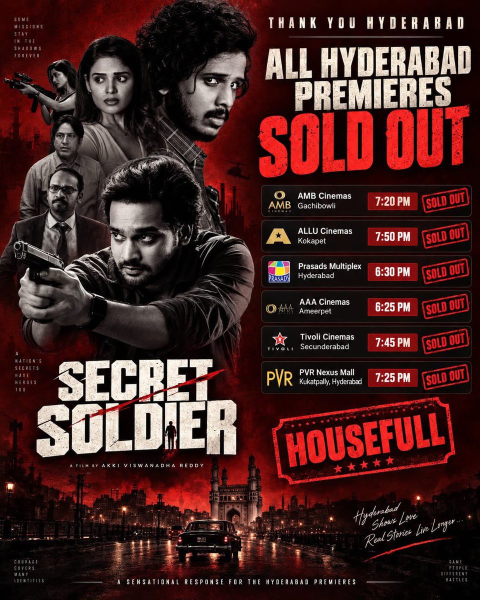 arunkalyan5's tweet photo. Monna release aina trailer baga workout aindi, Hyd premiere shows house full superb start
#SecretSolider https://t.co/obXtkXcybU