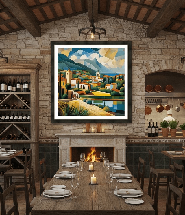 Esmonbijouart's tweet photo. Tired of flat decor? Meet Art136. This geometric Mediterranean piece brings coastal calm with bold cubist depth. Warm ochres meet angular art for a serene, sophisticated vibe. #ModernArt #MediterraneanVibes #GeometricDesign #GeometricArt #CubistStyle https://t.co/GGGZmoAKoK