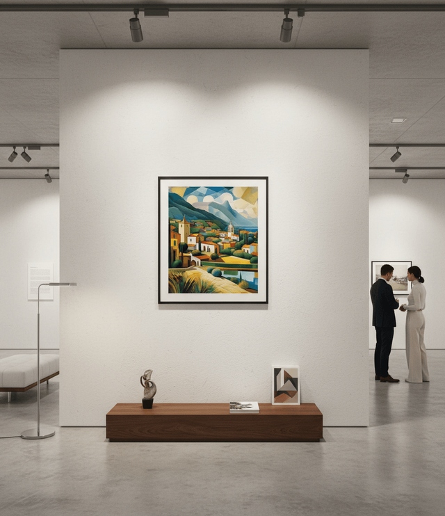 Esmonbijouart's tweet photo. Tired of flat decor? Meet Art136. This geometric Mediterranean piece brings coastal calm with bold cubist depth. Warm ochres meet angular art for a serene, sophisticated vibe. #ModernArt #MediterraneanVibes #GeometricDesign #GeometricArt #CubistStyle https://t.co/GGGZmoAKoK