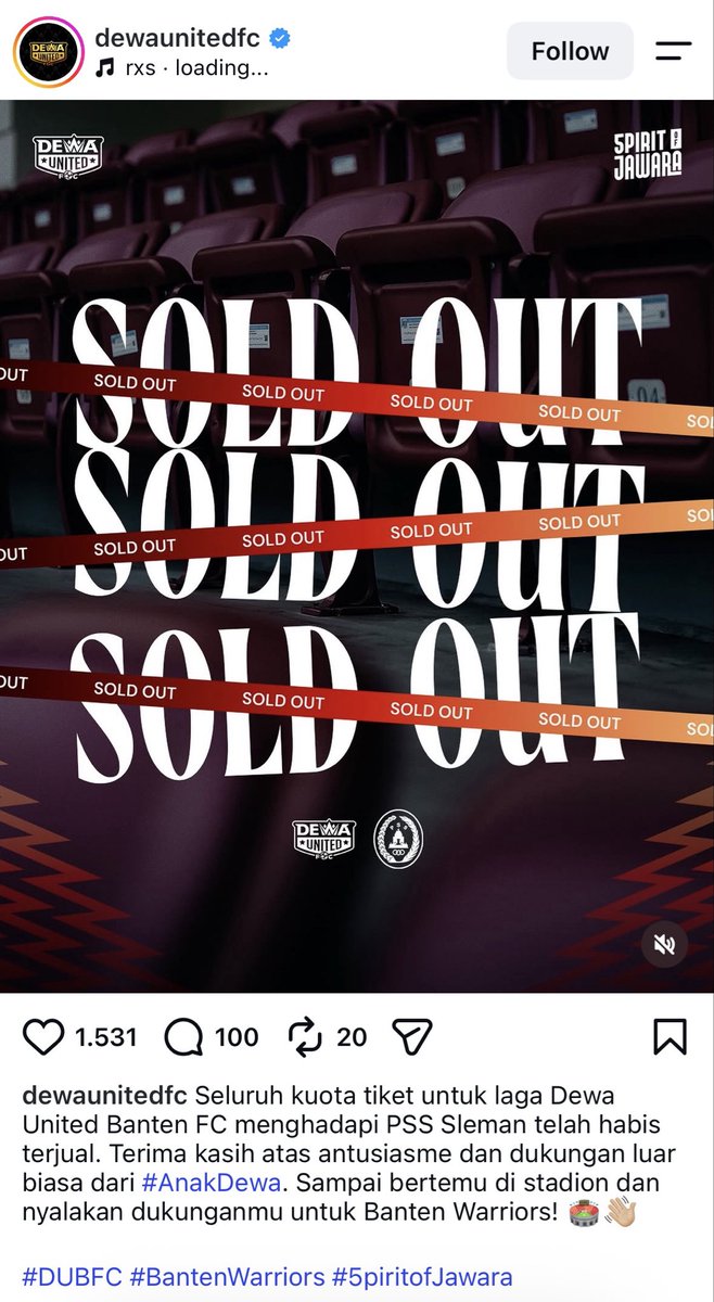 MafiaWasit's tweet photo. Sejak dipakai Panpel Sepakbola di SSA MUsim lalu, istilah Sold Out sekarang udah ga ada harga dirinya!

Ga seSUai Ekspektasi di kepala.. 

Seakan-akan wahhhhhh, ratusan ribu, bakal penuh, bakal SUsah Gerak dll ternyata cuma seitil.. https://t.co/oY4klOXpuD